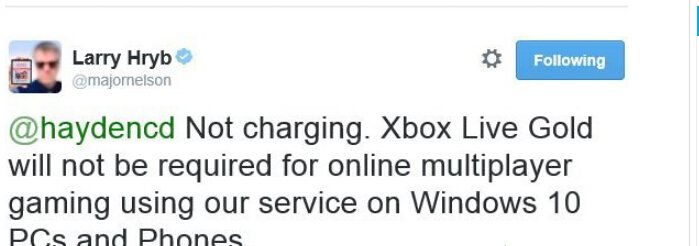 windows10系统用户将可免费升级Xbox Live